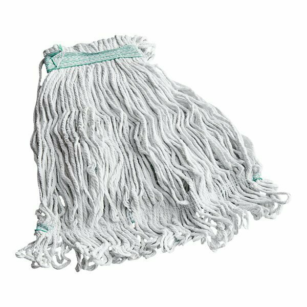 Carlisle Foodservice Flo-Pac 369419B00 Natural Medium Cotton Looped End Wet Mop Head with 1'' Green Headband 271369419B00